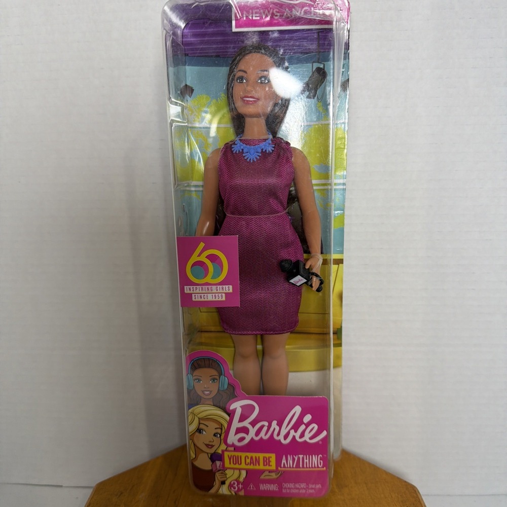 NWT~ Barbie News Anchor 60th Anniversary Doll ~ You‎ Can Be Anything ~ GFX27